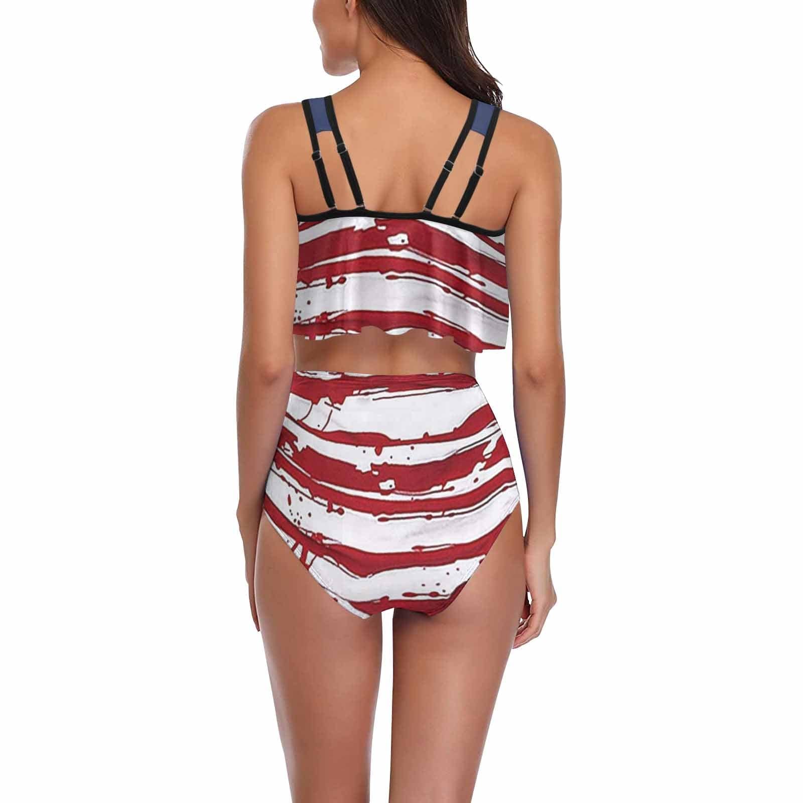 Custom #Ruffle Tankini #4th of July #Plus Size Up 5XL Custom Face American Flag Ruffle Tankini Swimsuit Personalized Women's Two Piece Bathing Suit Summer Set Beach Pool Outfits - YesCustom