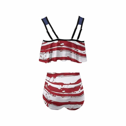 Custom #Ruffle Tankini #4th of July #Plus Size Up 5XL Custom Face American Flag Ruffle Tankini Swimsuit Personalized Women's Two Piece Bathing Suit Summer Set Beach Pool Outfits - YesCustom