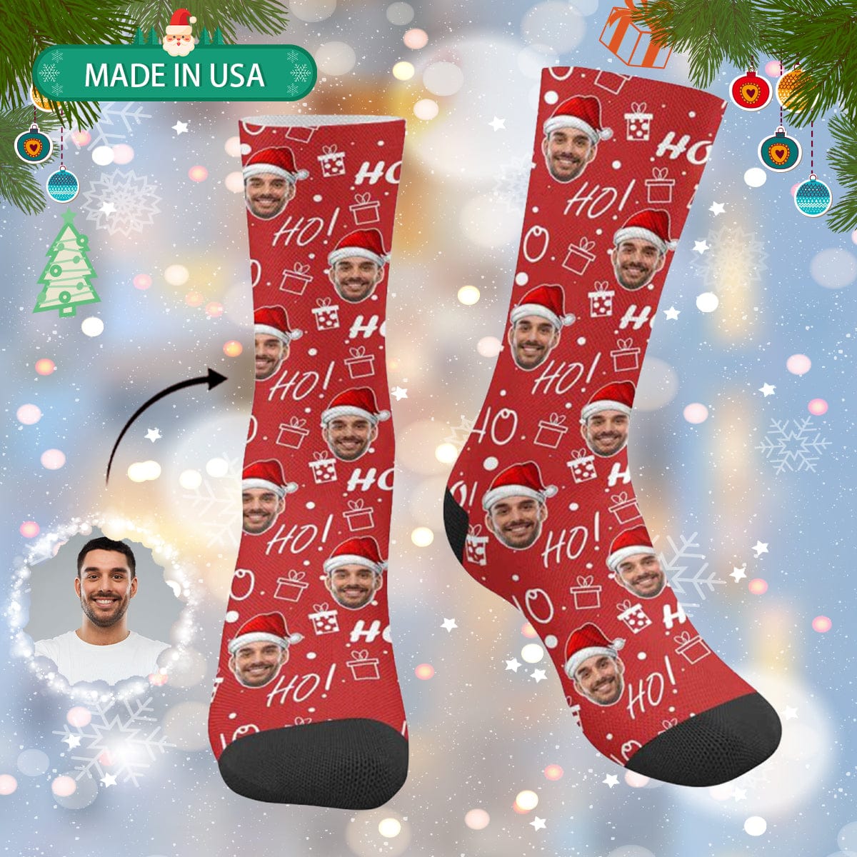 Custom Christmas Socks Personalized Funny Gift Photo Socks