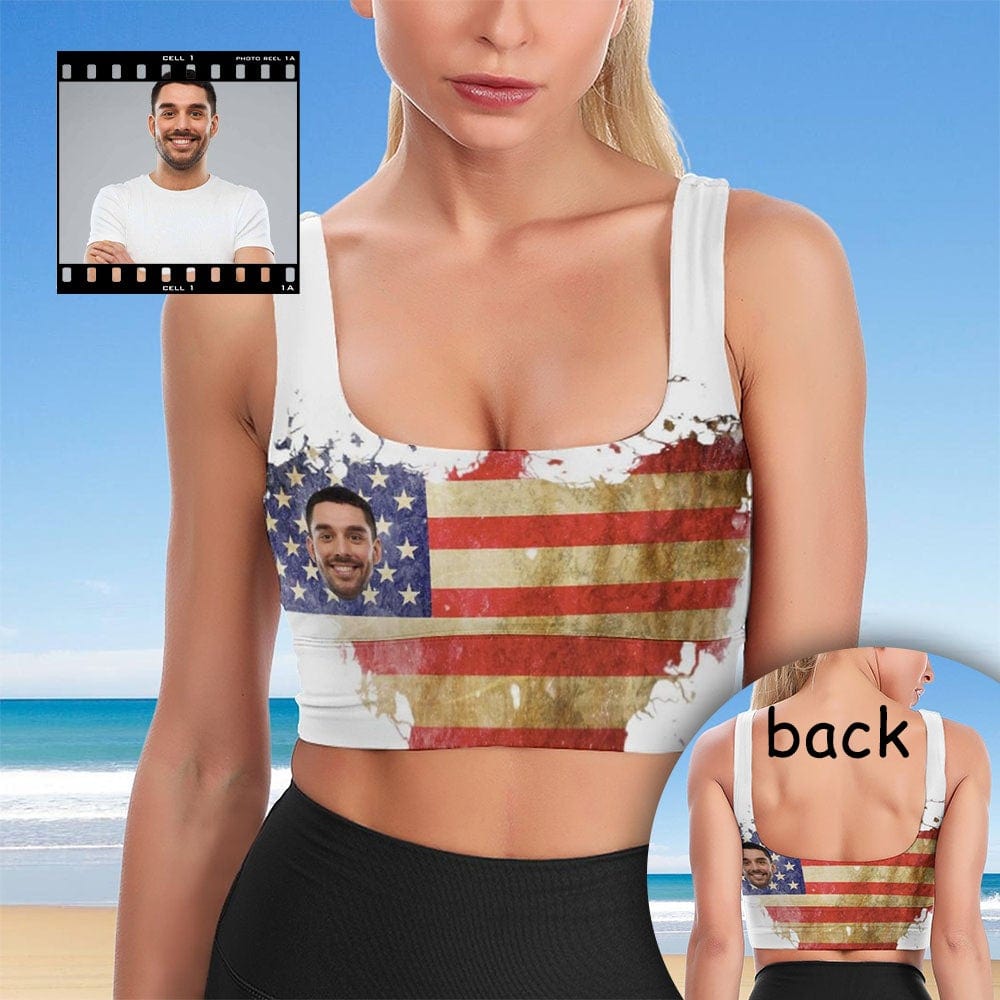 custom face sports bra