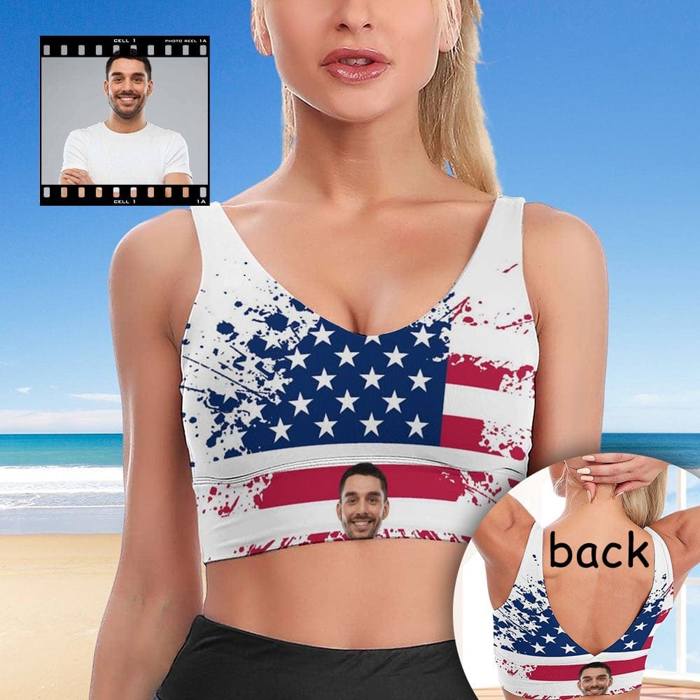 custom face sports bra