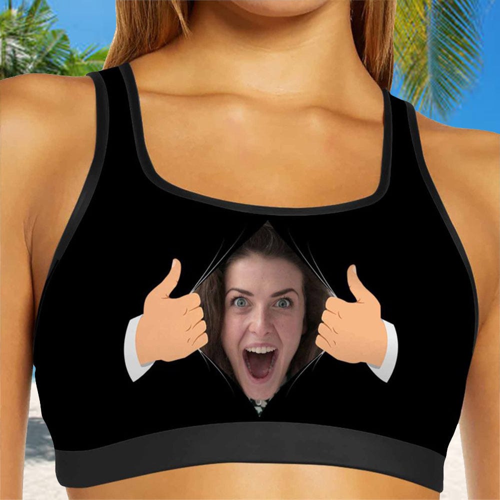 custom face sports bra