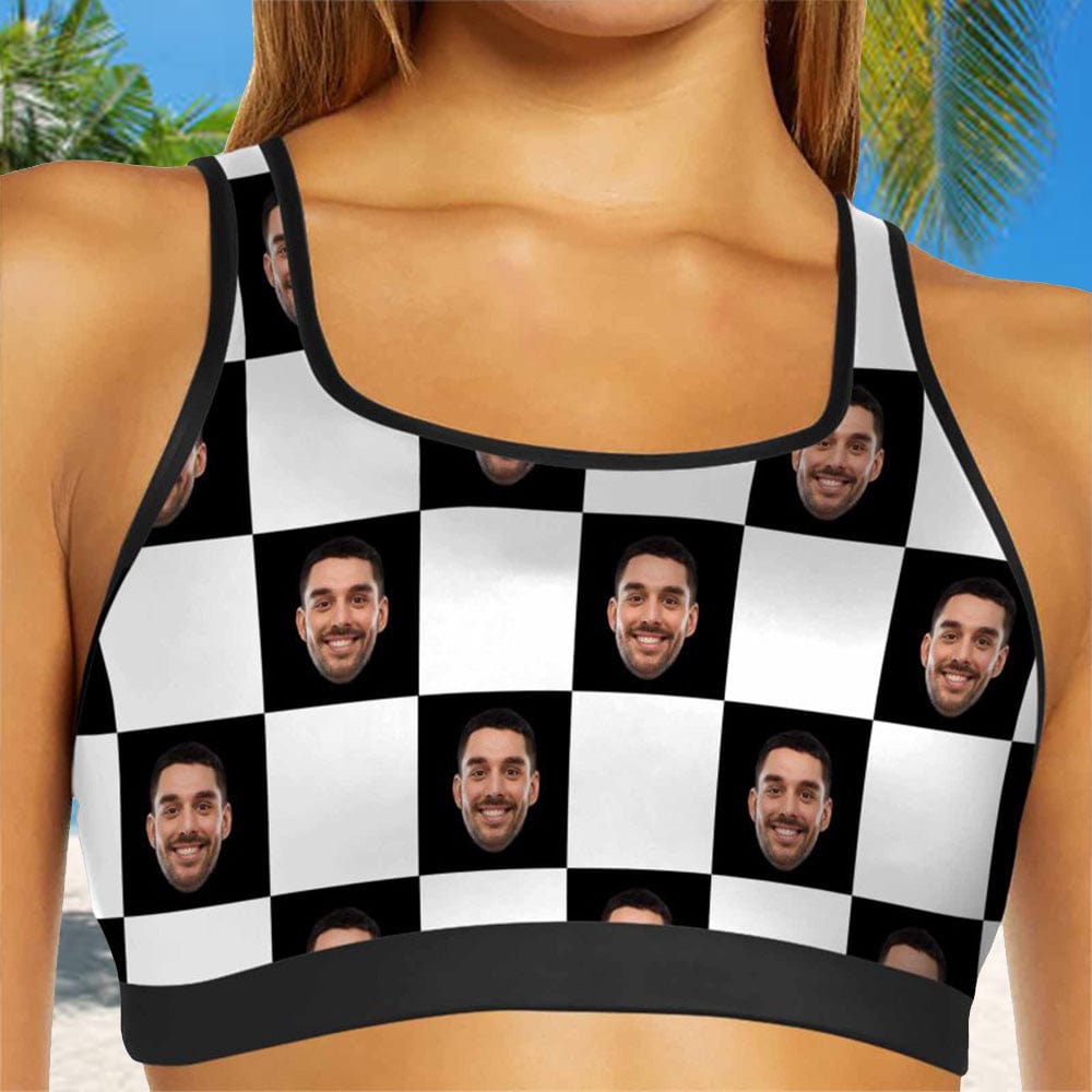 custom face sports bra