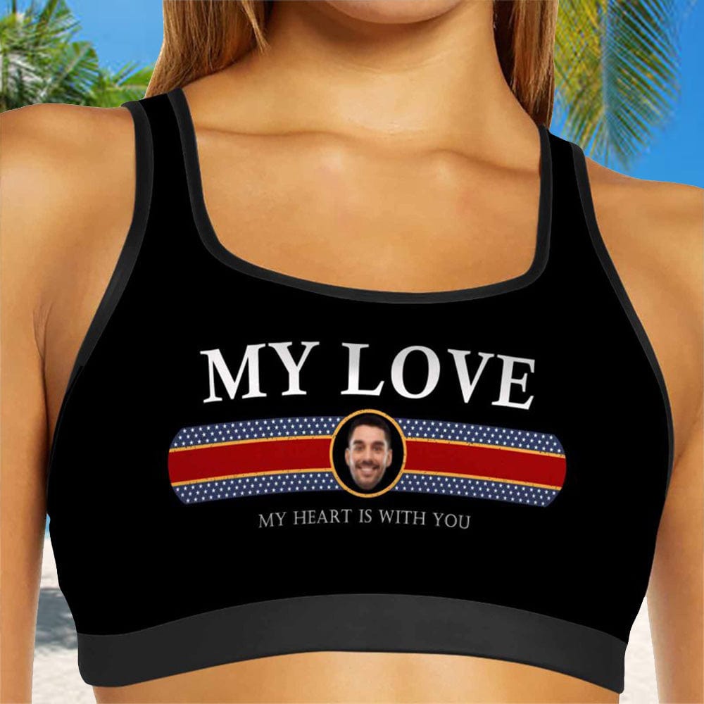 custom face sports bra