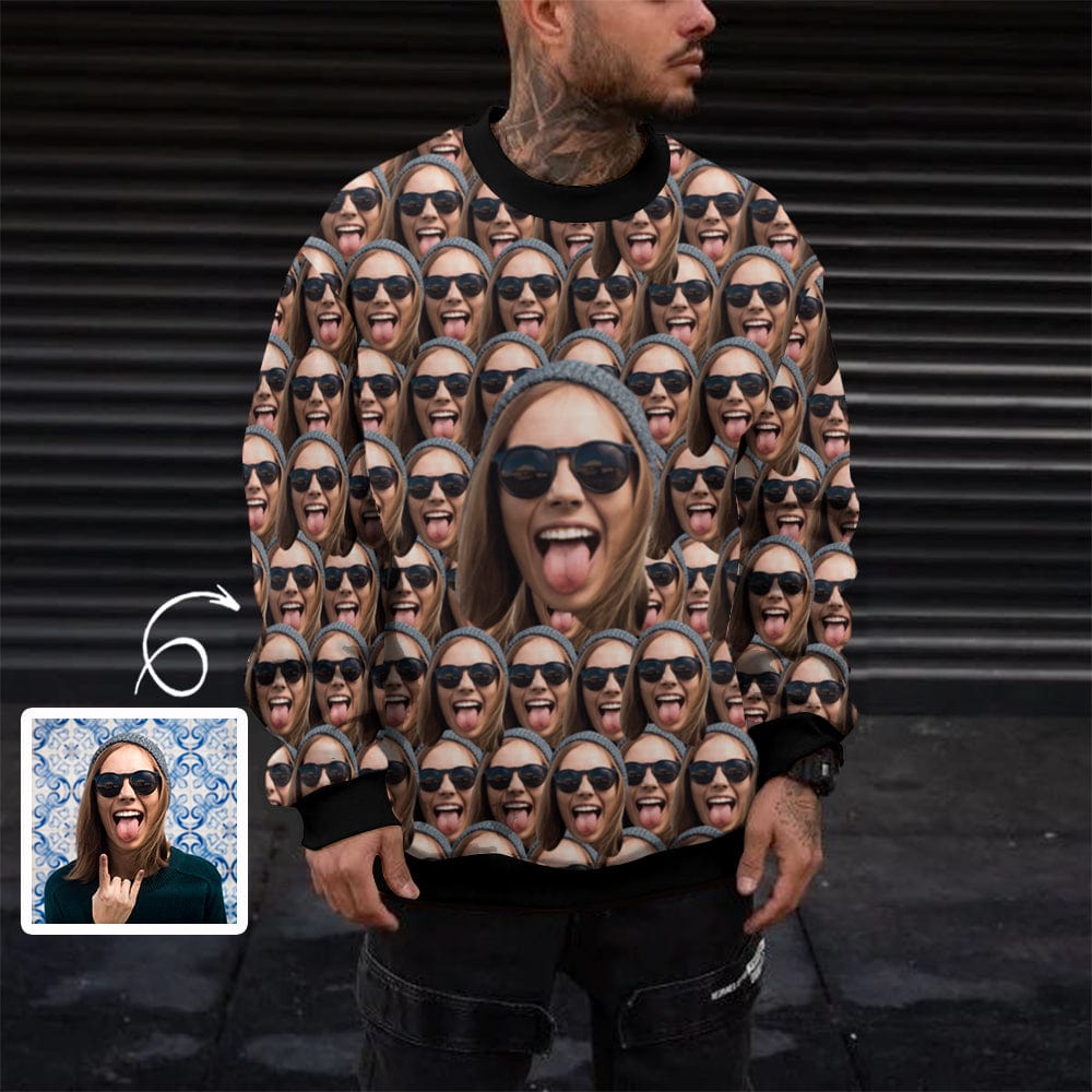 Custom Funny Face Loose Sweatshirt Personalized Face Men's Sweatshirt
