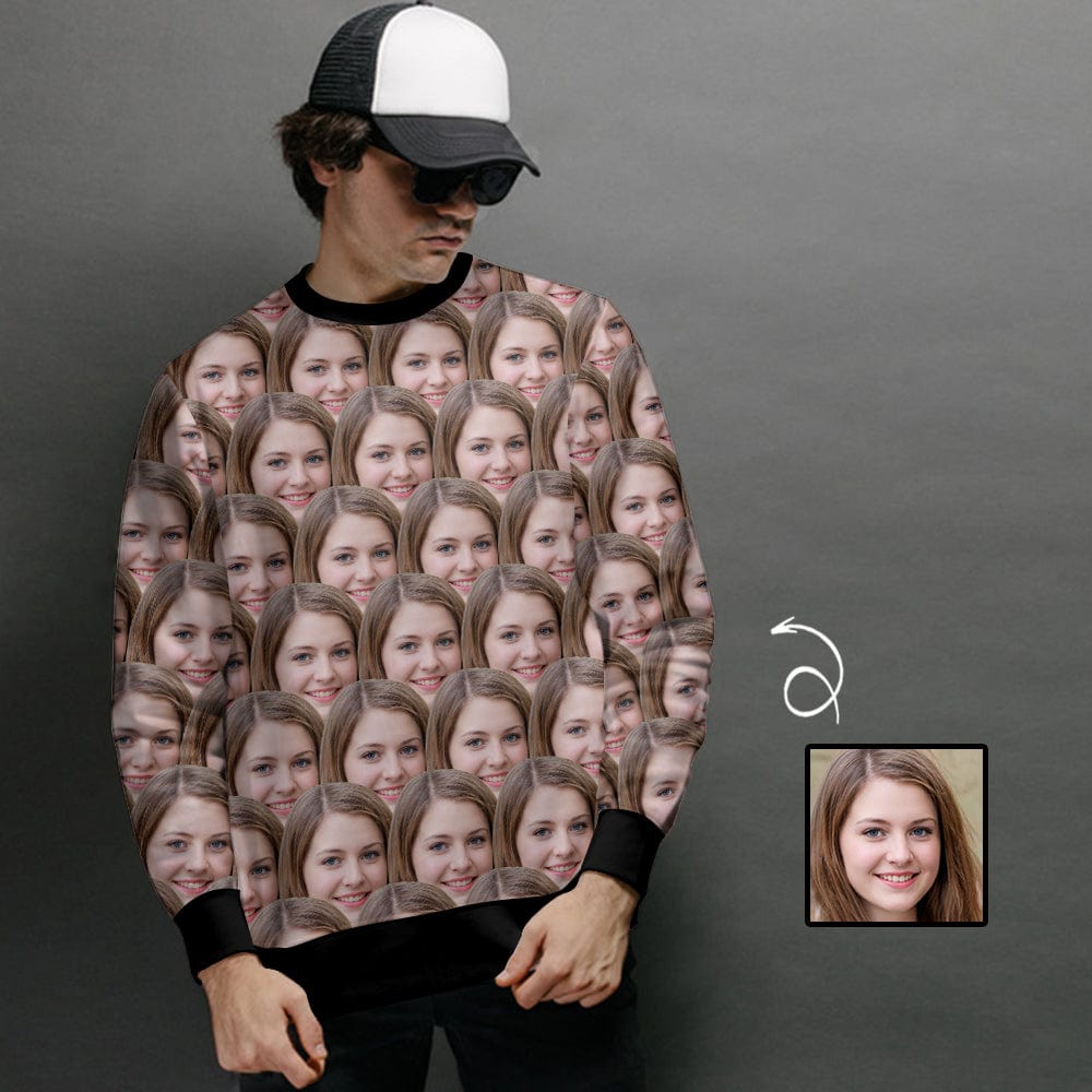 Men's Custom Seamless Face Sweatshirt Personalized Face Loose Sweatshirt