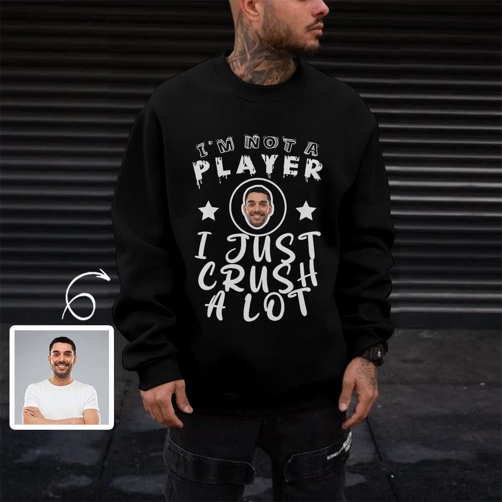 Personalized Face Sweatshirt Men's Custom Face Black Background Sweatshirt