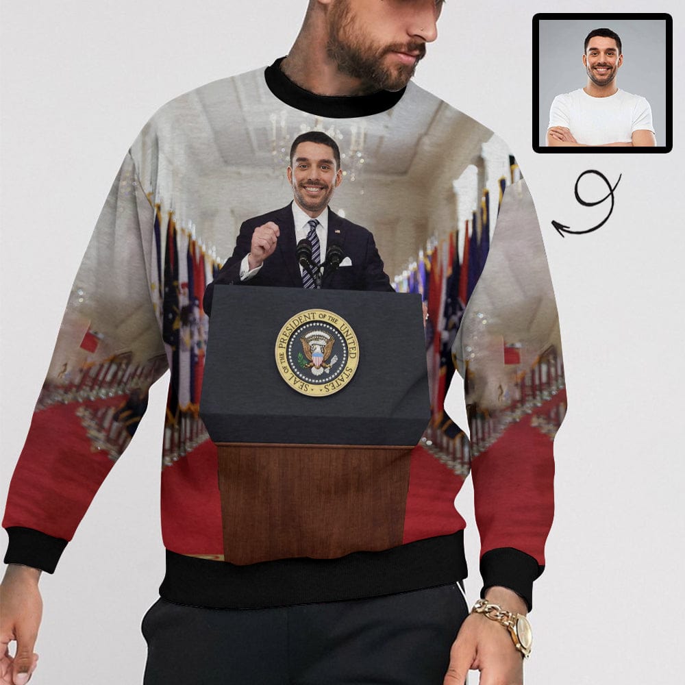 Personalized Face Loose Sweatshirt Men's Custom Face Speaker Sweatshirt