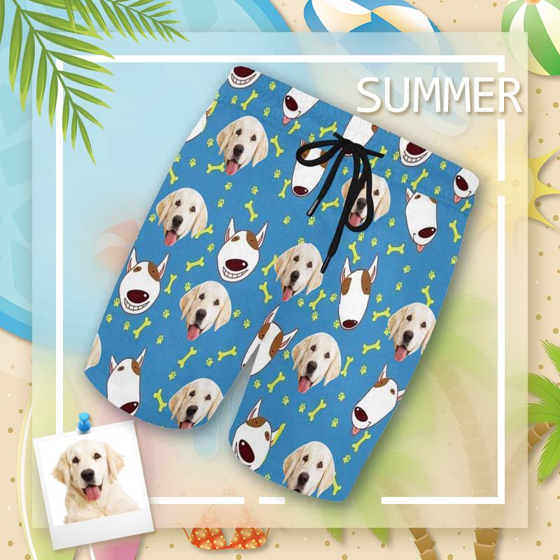 Custom Face for My Dog Mens Swim Short Personalized Funny Swim Trunk