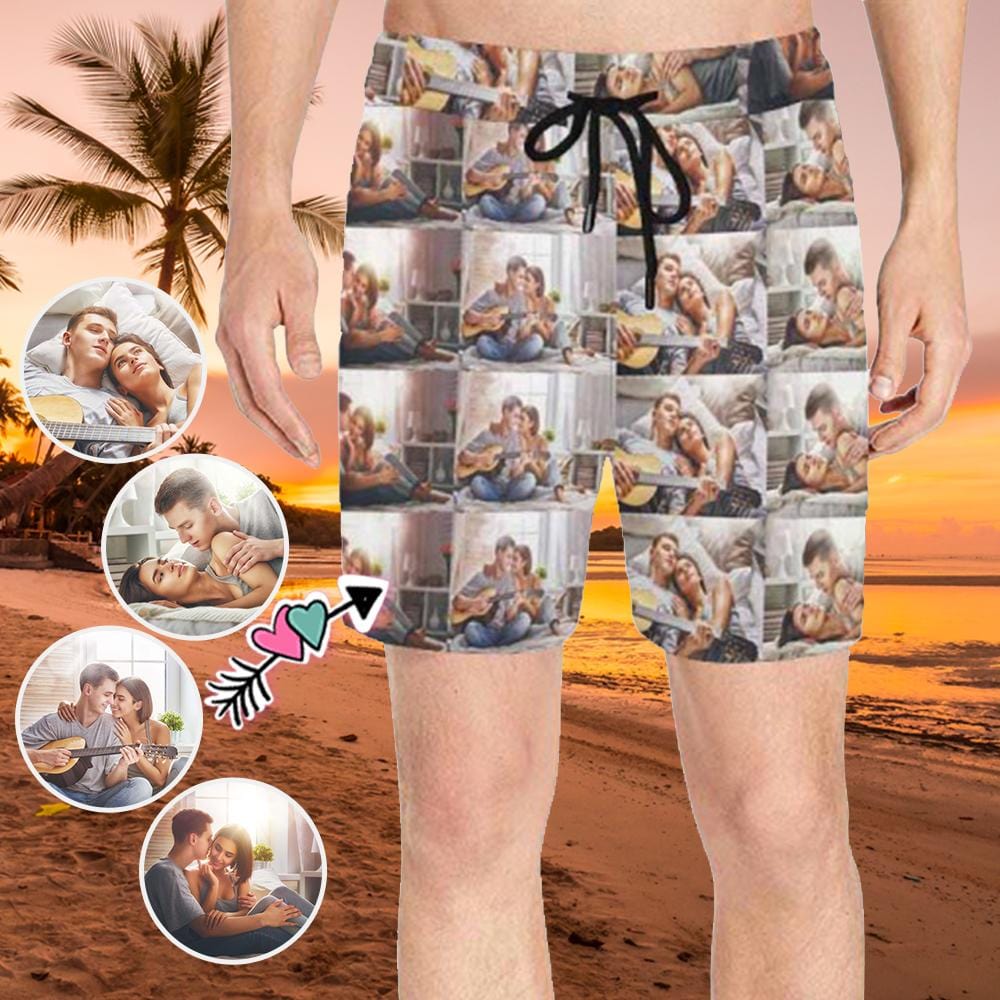 Custom Photo Happiness Leisure Time Mens Swim Shorts Swim Trunks