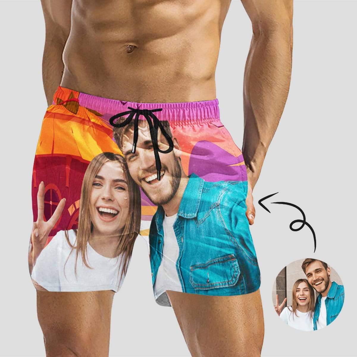 Custom Photo Beautiful Sky Mens Swim Shorts Personalized Swim Trunks