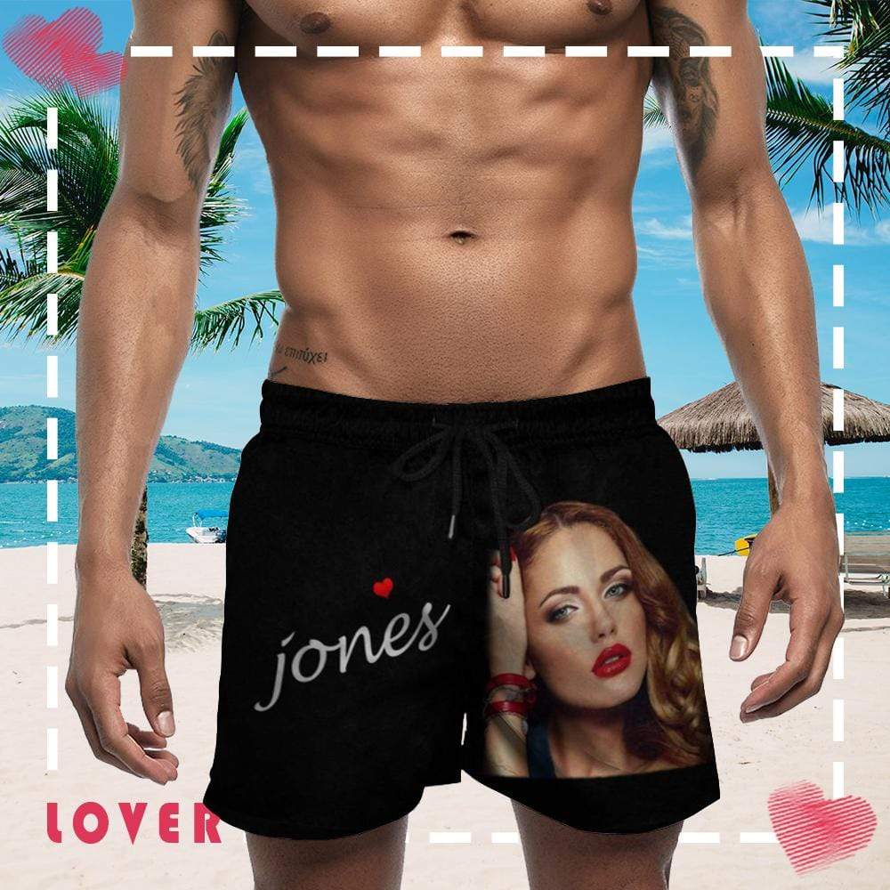 Custom  Face & Name Legend Mens Swim Shorts Personalized Swim Trunks