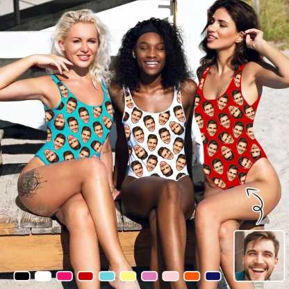 Custom Face Multicolor Swimsuit-Bride Women's Tank Top Bathing Suit