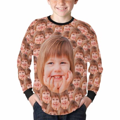 Custom #7-16Y Custom Face Funny Kids' Rib Cuff Long Sleeve T-shirt - YesCustom