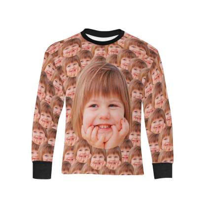 Custom #7-16Y Custom Face Funny Kids' Rib Cuff Long Sleeve T-shirt - YesCustom