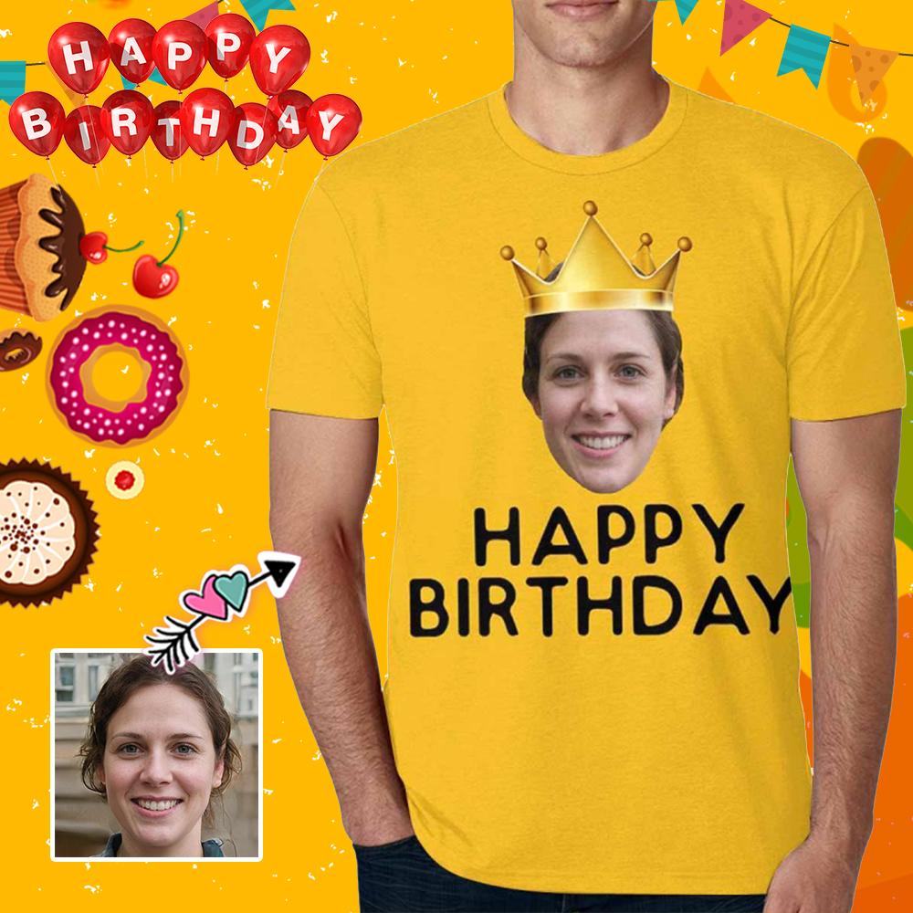 Personalized Face King Birthday T-shirt Design Photo Casual Shirt