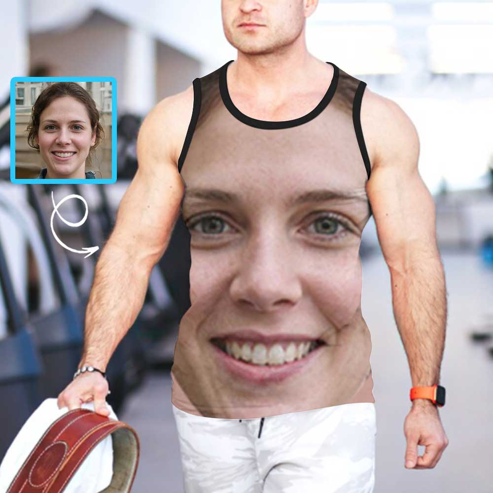 Funny Personalized Custom Girlfriend Face Tank Tops Print Tee for Men