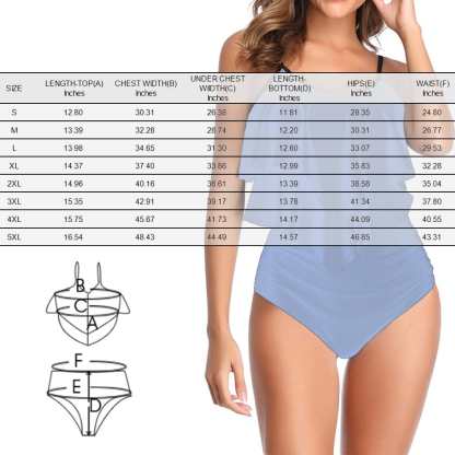 Custom #Tankini Set #Double Ruffled Tankini Custom Face Red Heart Tankini Personalized Bathing Suit Summer Swimsuit Women's High Waisted Double Ruffle Bikini Set - YesCustom