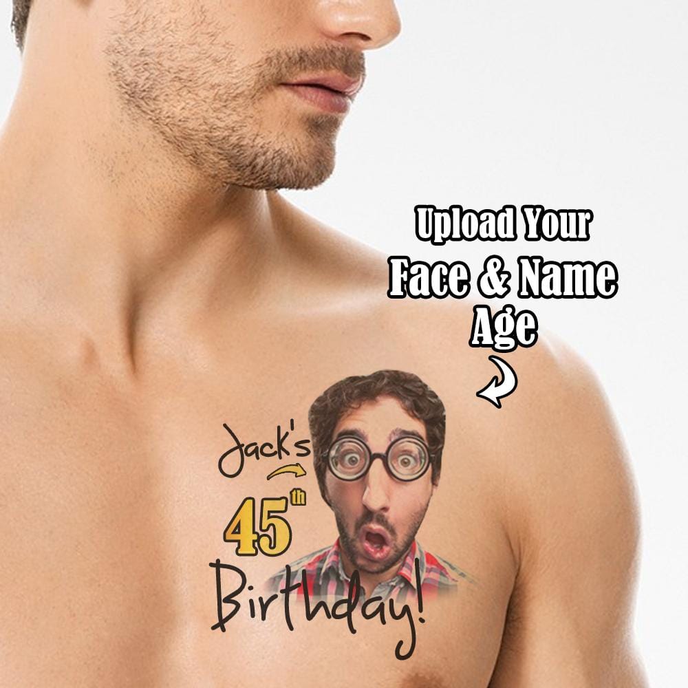 Custom Face&Name&Age Birthday Temporary Tattoo