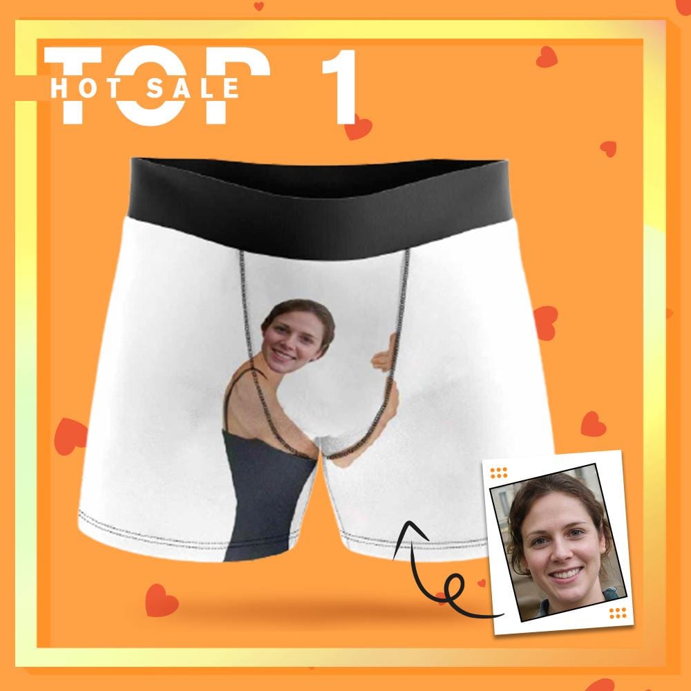 Custom #Tiktok Briefs [Made In USA] Custom Boxer Briefs with Face Personalized Underwear Hug My Treasure for Men Valentines Day Gift For Husband Boyfriend - YesCustom