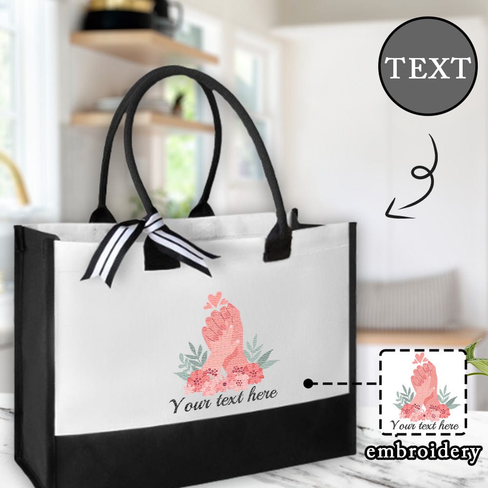 Custom Text Heart Hand Canvas Environmental Protection Tote Bag