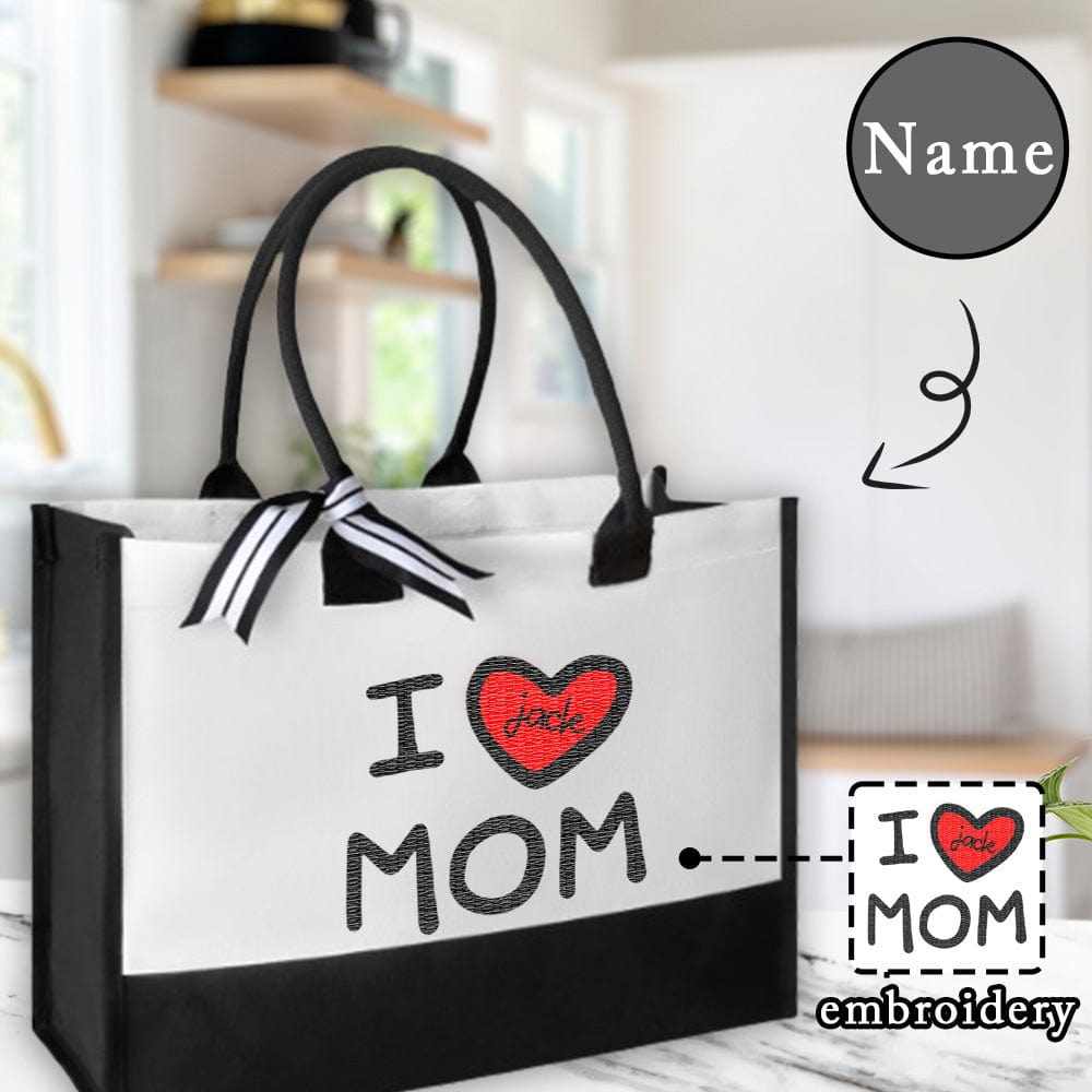 Custom Name Love Heart Canvas Environmental Protection Tote Bag