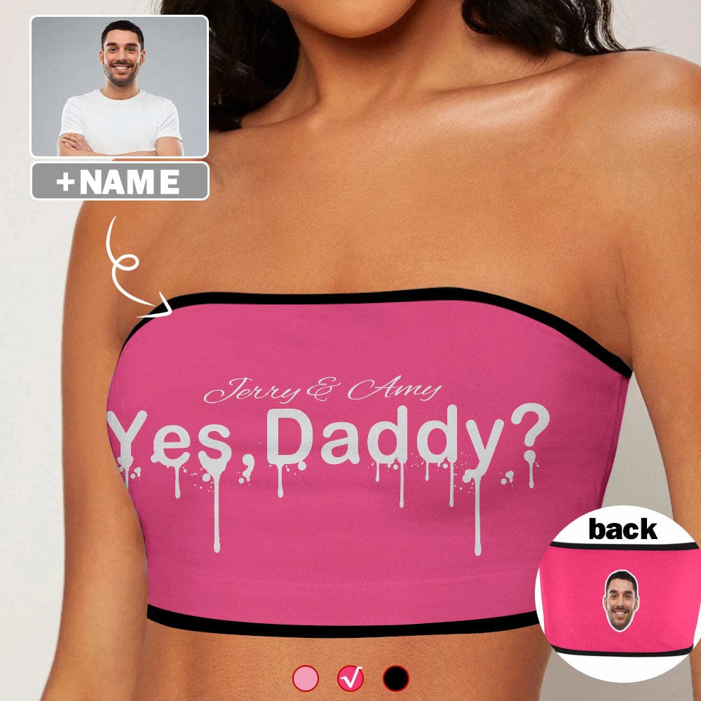 Custom Face&Name Pink Background Crop Top Personalized Women Tube Top
