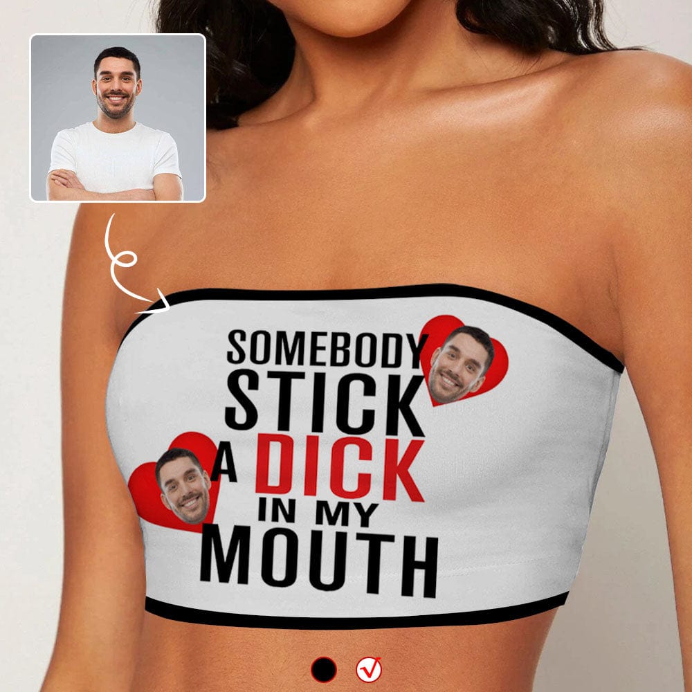 Custom Husband Face Stick Heart White Background Women's Tube Top