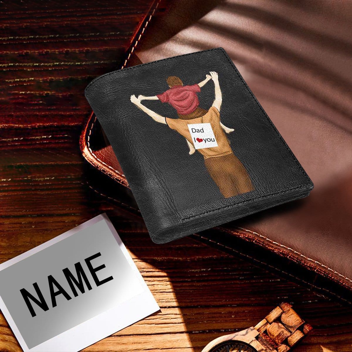 Personalized Wallet Name Dad I Love You Family Custom Men's Wallet