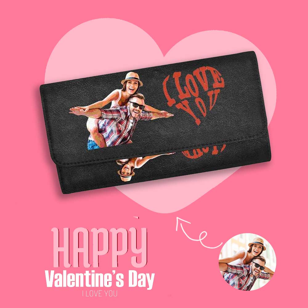 Custom Photo Fly Love You Women's Trifold Genuine Leather Wallet