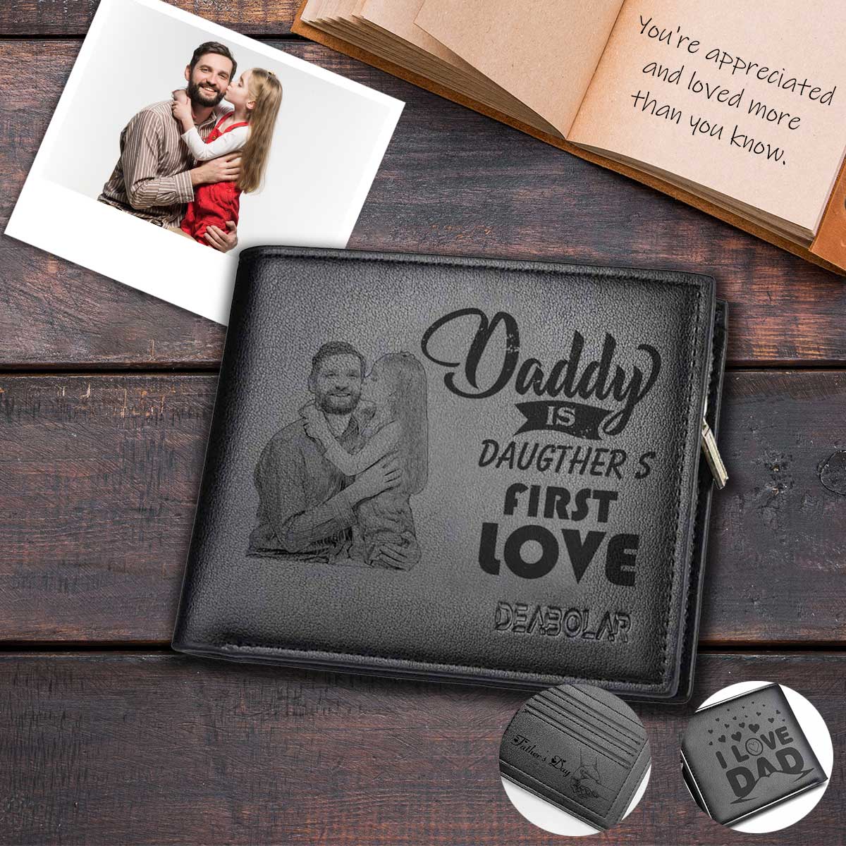 Custom Photo First Love Personalized Engraved Men's Leather Wallet