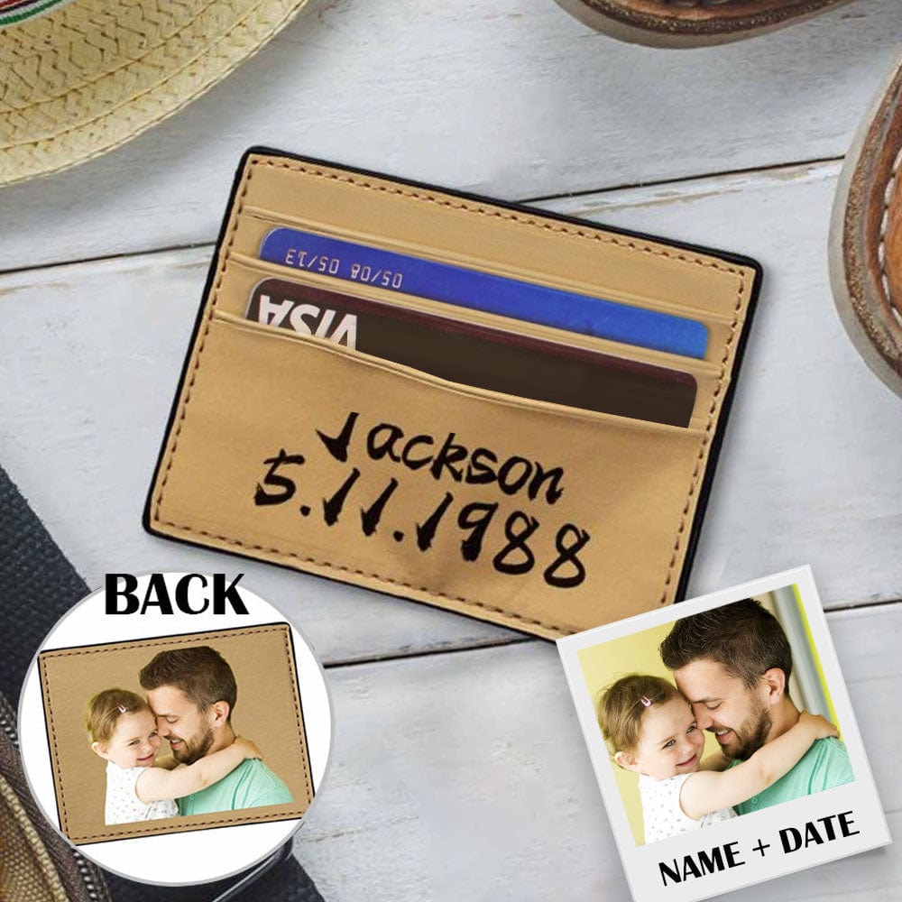 Personalized Photo&Date&Name Front Pocket Slim Wallet Holder Wallets