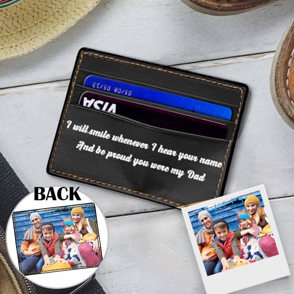 Personalized Photo Front Pocket Slim Wallet Card Holder Wallet for Dad