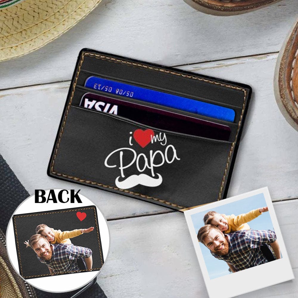 Personalized Photo Love Dad Front Pocket Wallet Card Holder Wallets