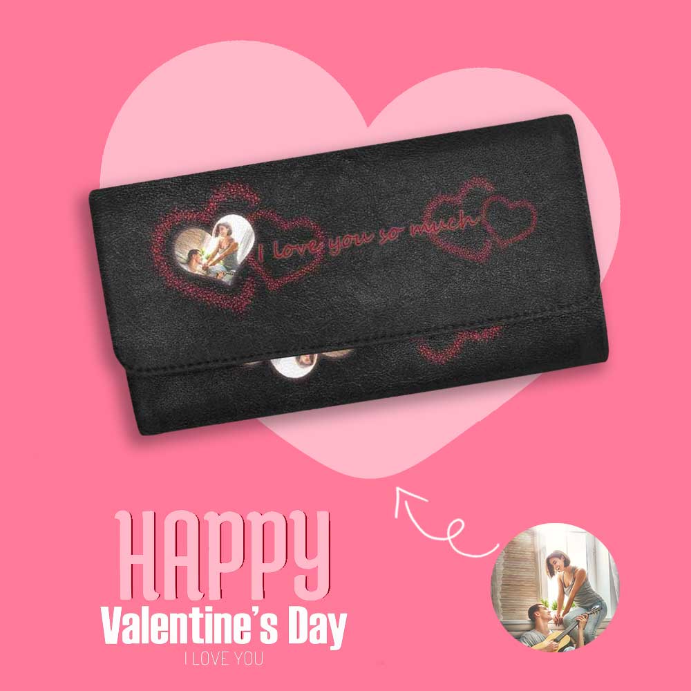 Personalized Photo Play Guitar Couple Custom Leather Women's Wallet