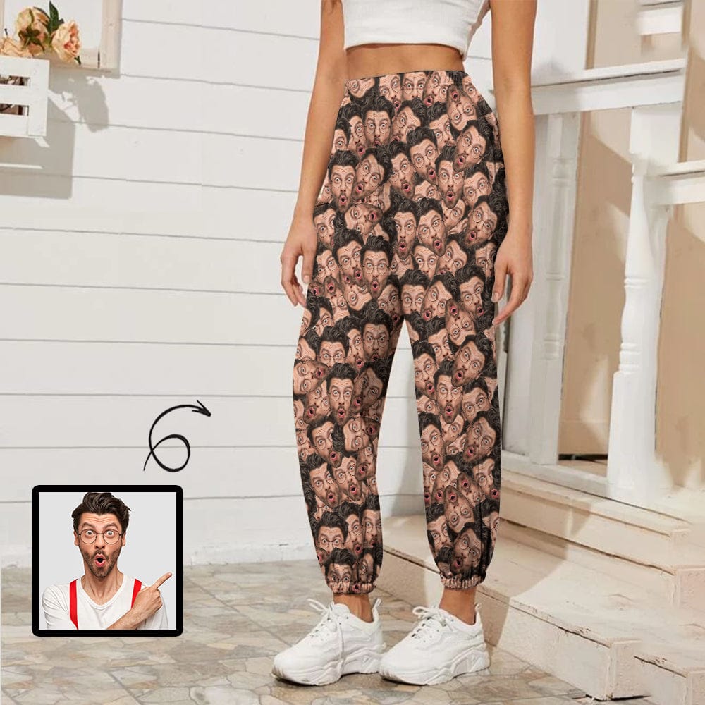 Custom Seamless Face Women's Elastic Waist Sport Pants Casual Trousers