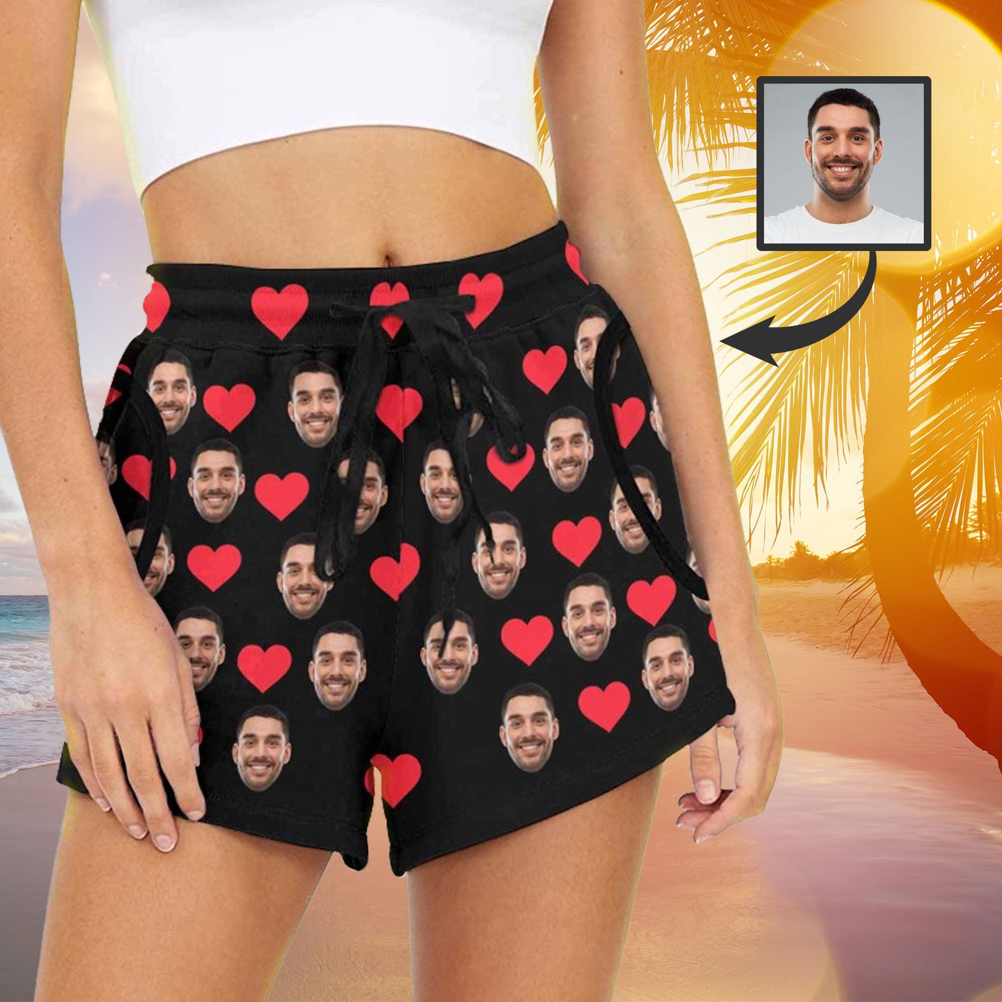 custom husband face women's shorts