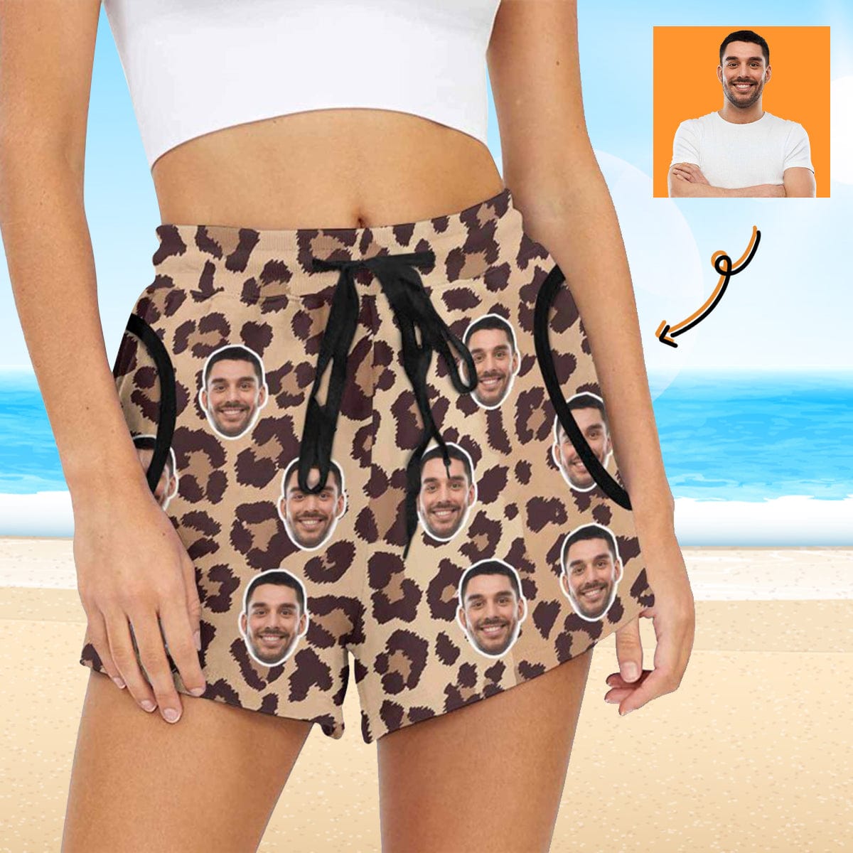 custom husband face women's shorts