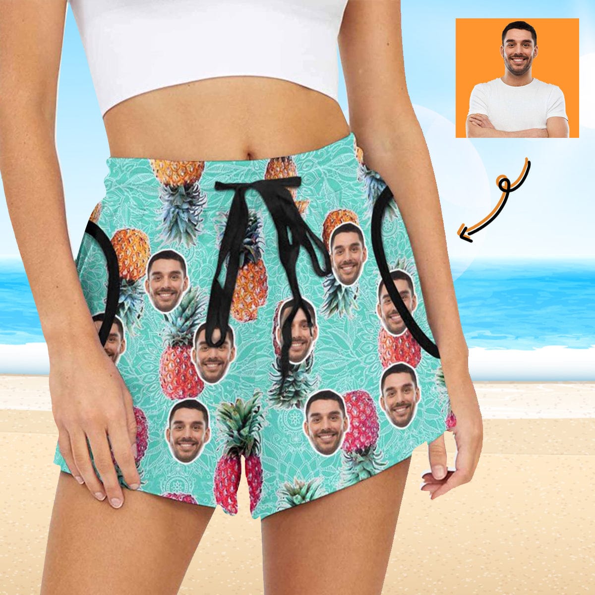 custom husband face women's shorts