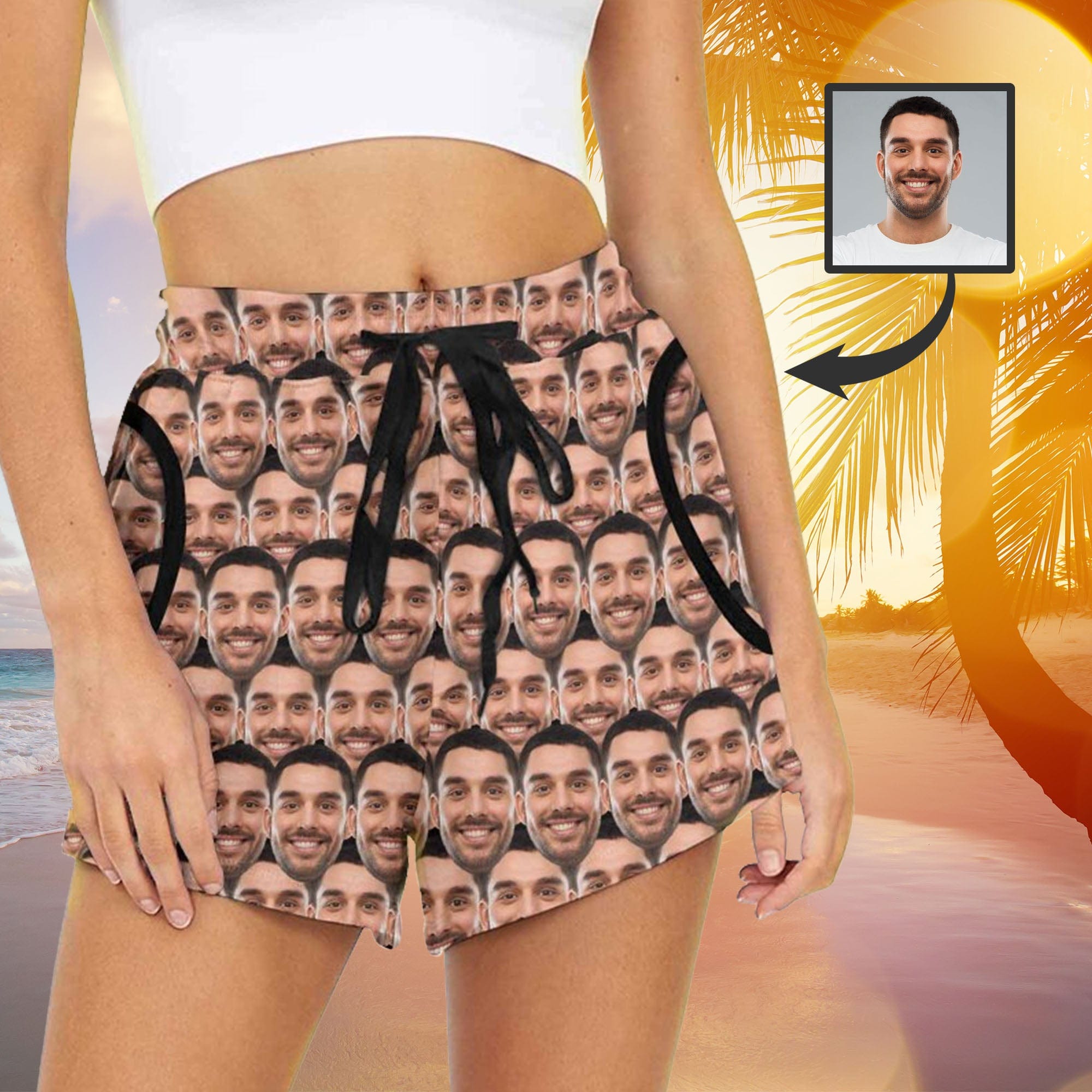 custom husband face women's shorts