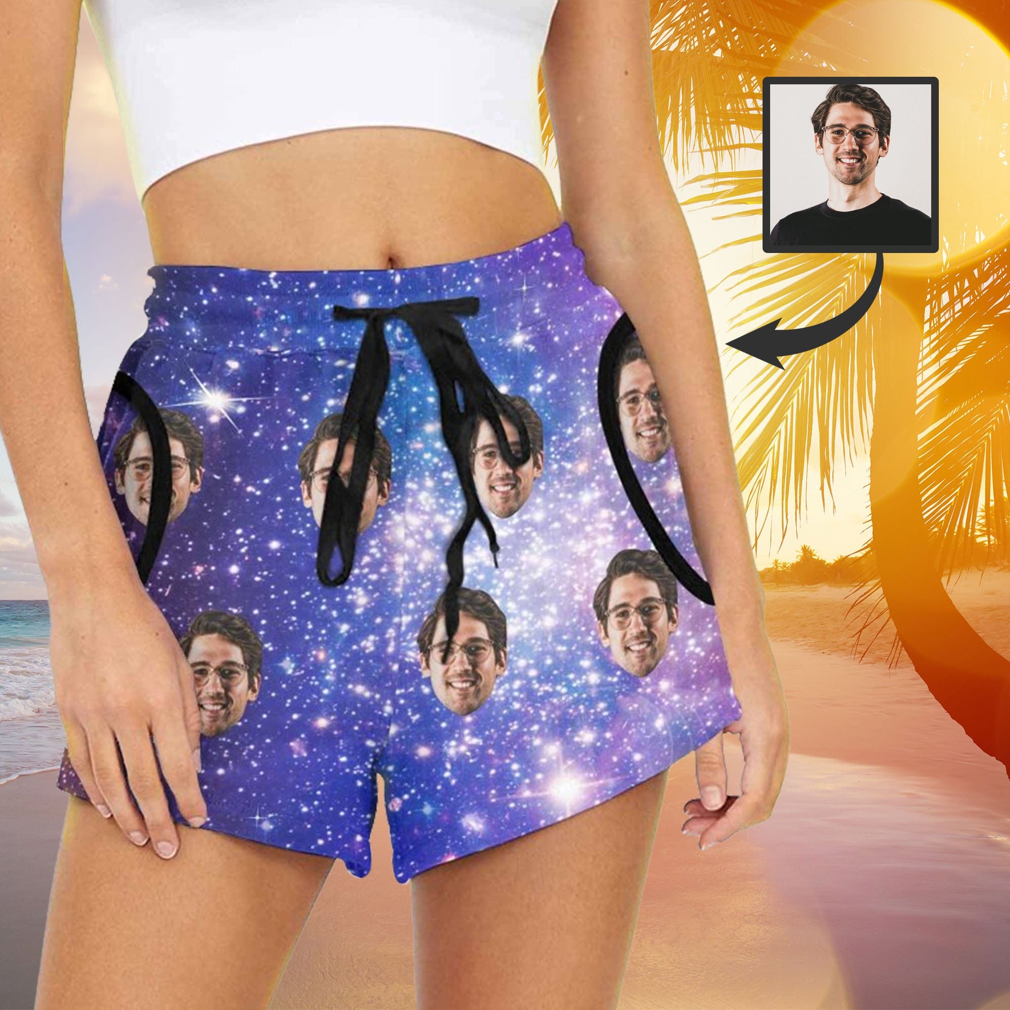 custom husband face women's shorts