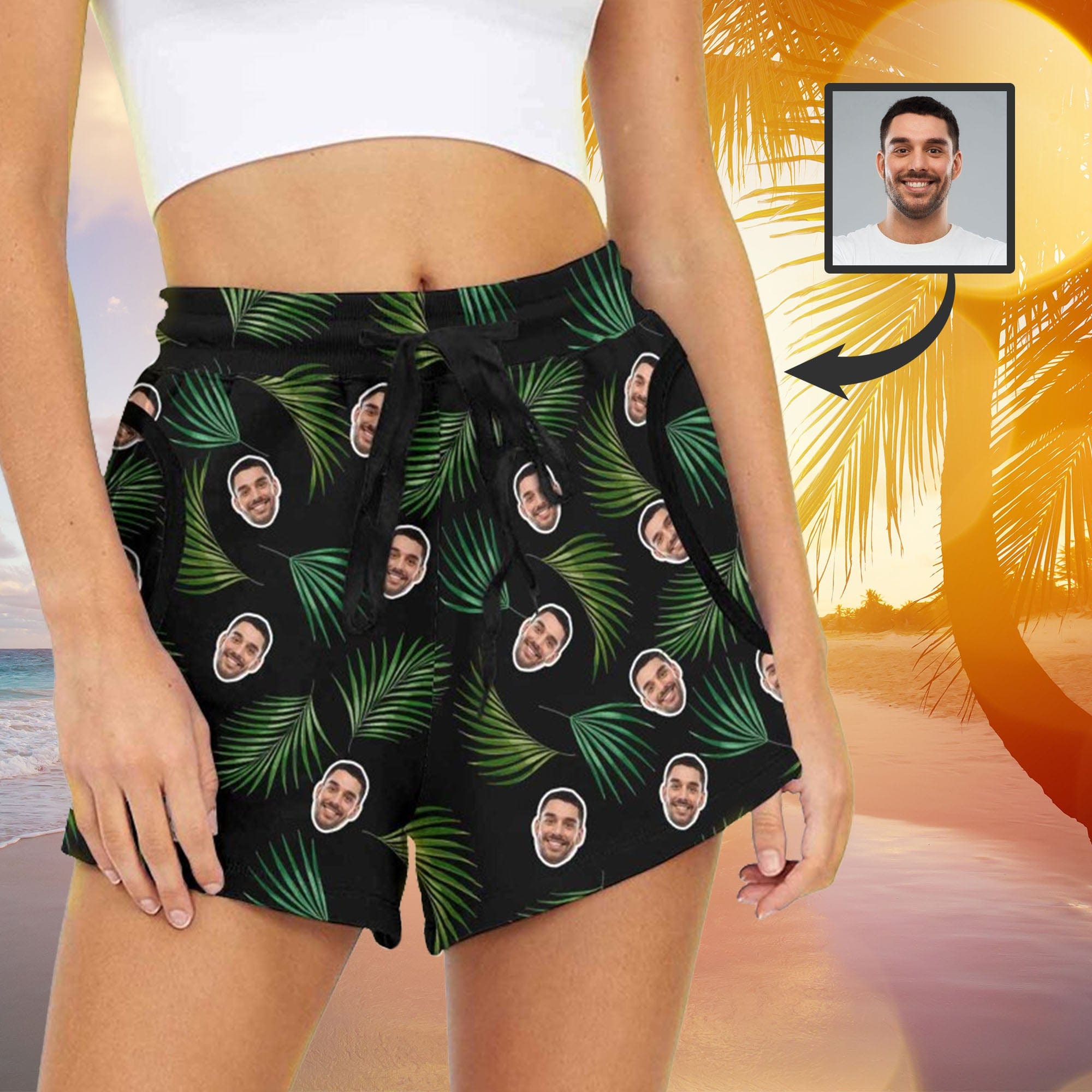 custom husband face women's shorts