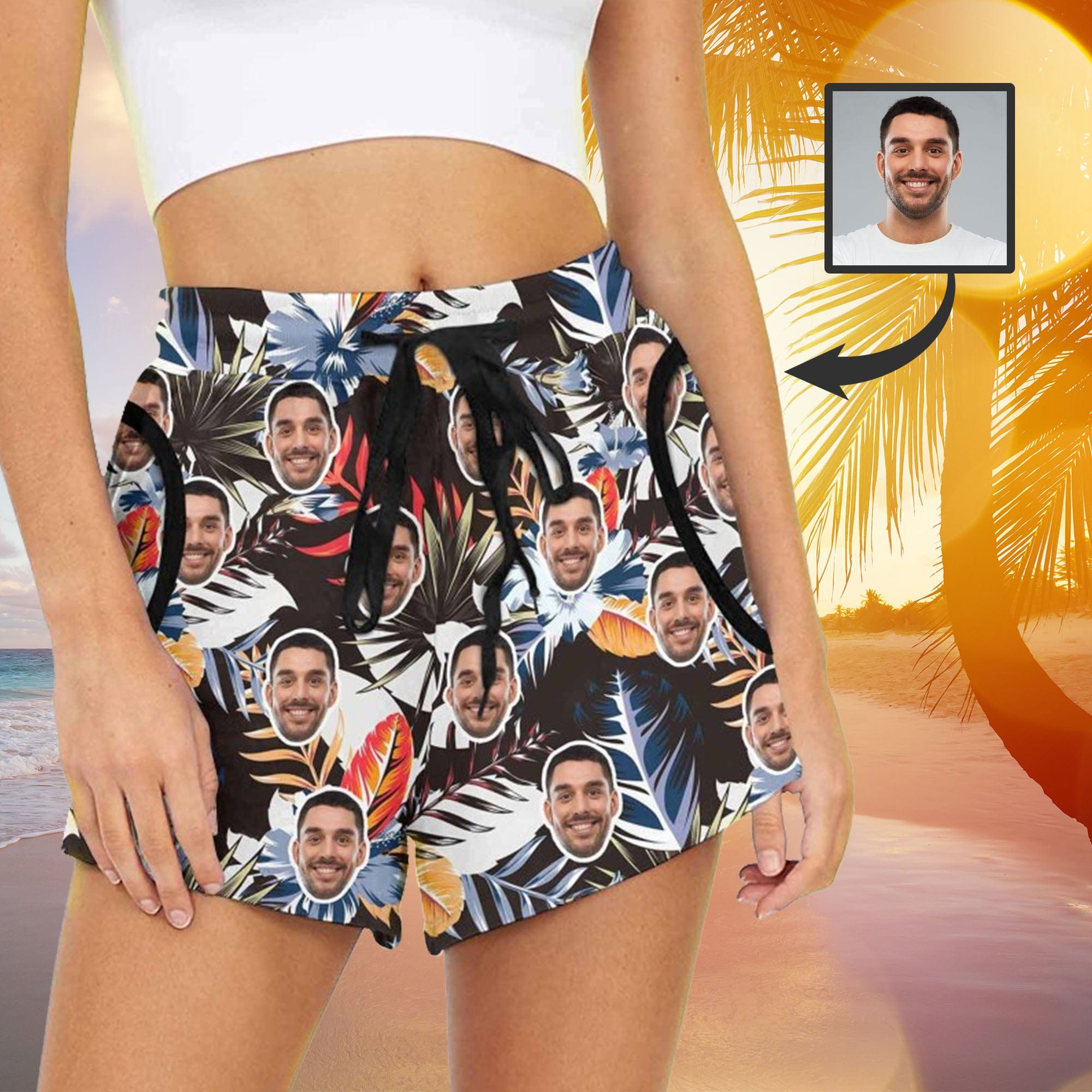 custom husband face women's shorts