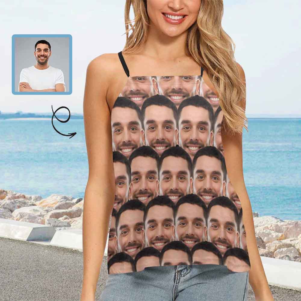 Custom Face Tops Seamless Women's Loose Fit Halter Neck Tank Top