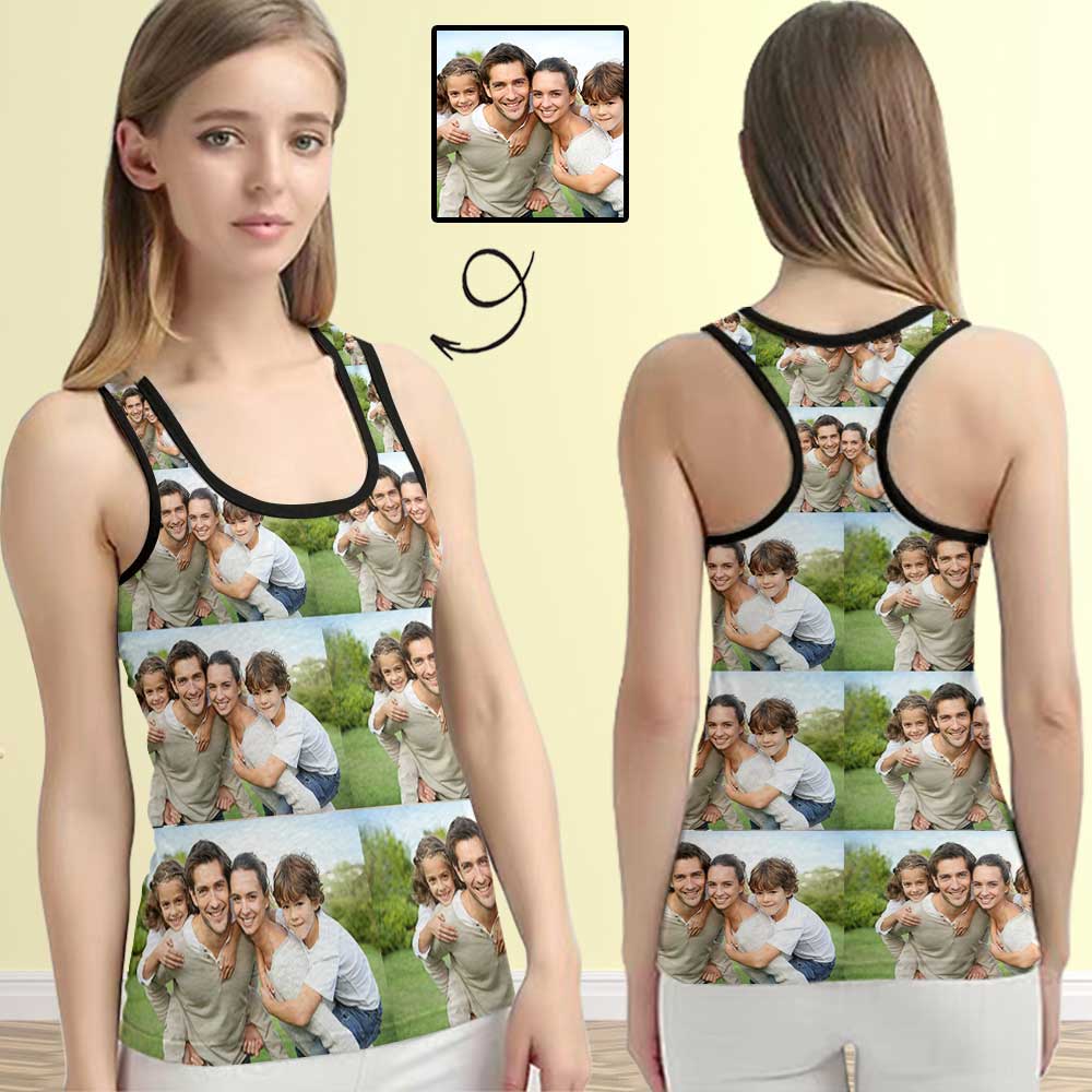 Custom Tank Tops with Photo Family Portrait Women's Racerback Yoga Top