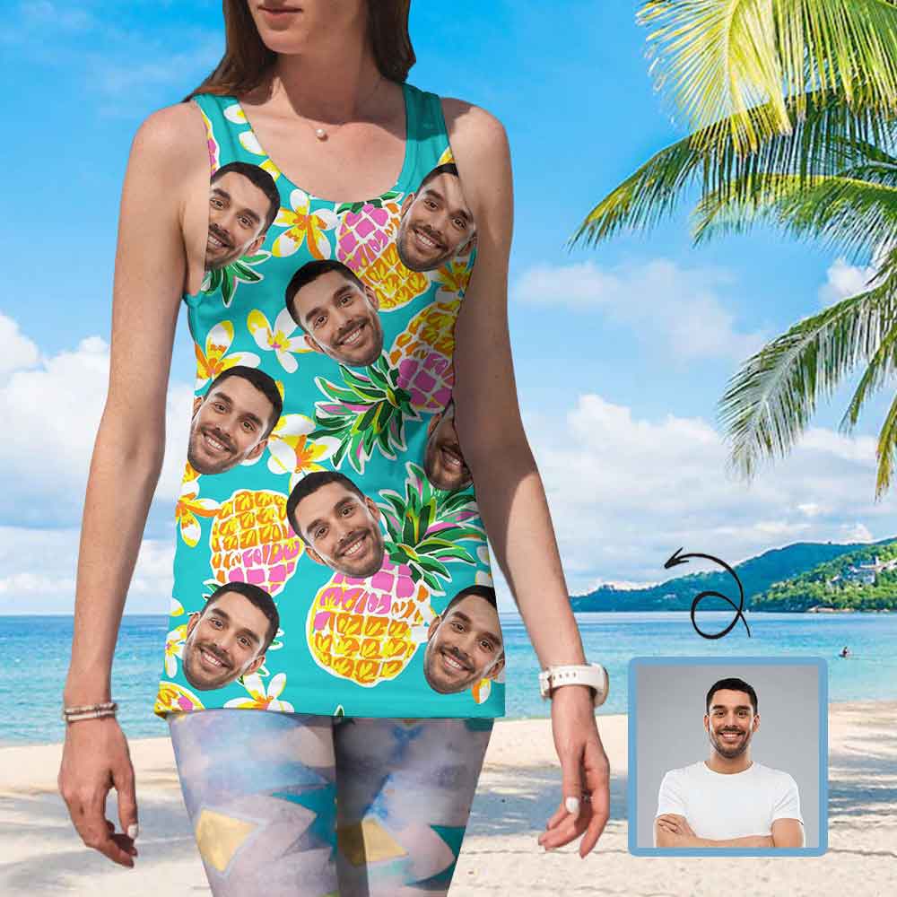 Design Face Tops Personalized Pineapple Hawaiian Women's All Over Top