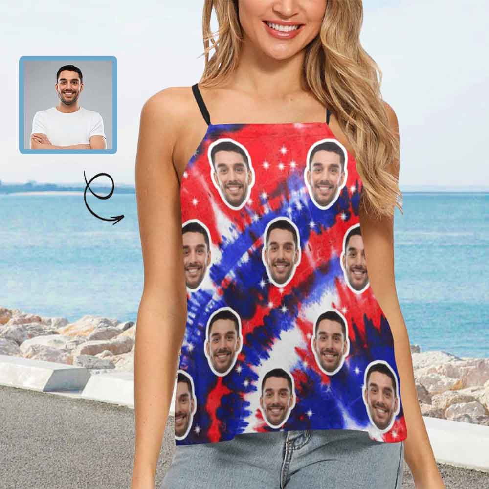 Design Face Tops Women's Loose Fit Adjustable Halter Neck Tank Top