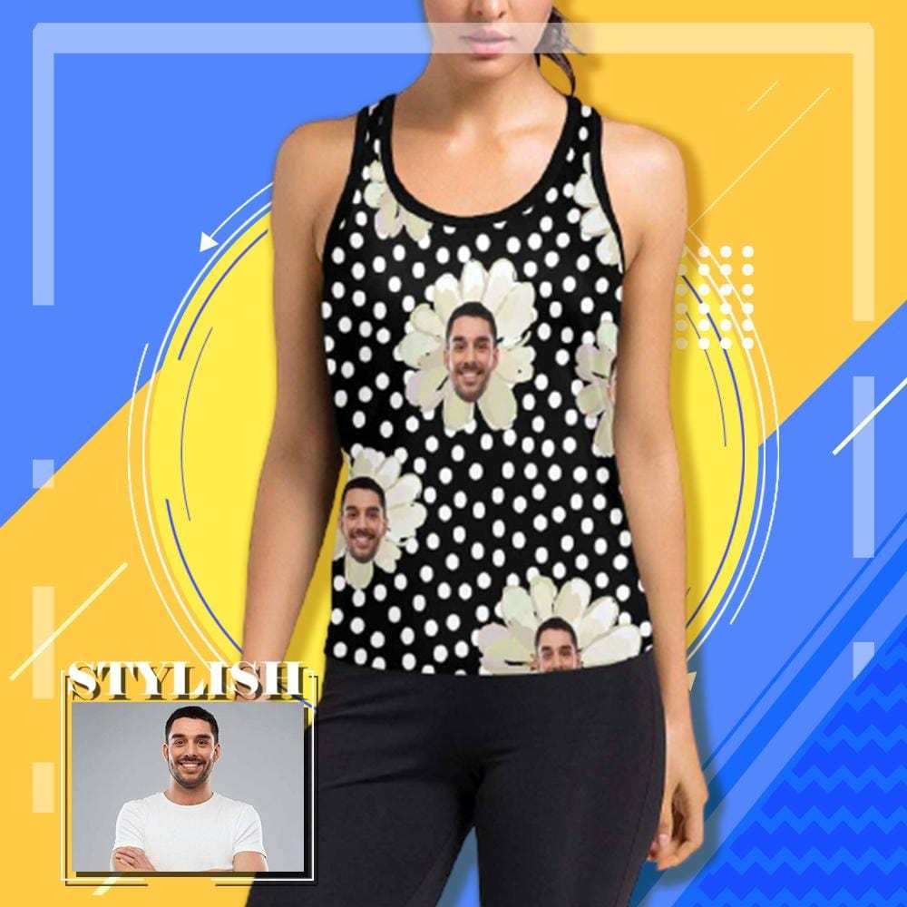 Personalized Face Tank Tops White Point Women's Racerback Yoga Top