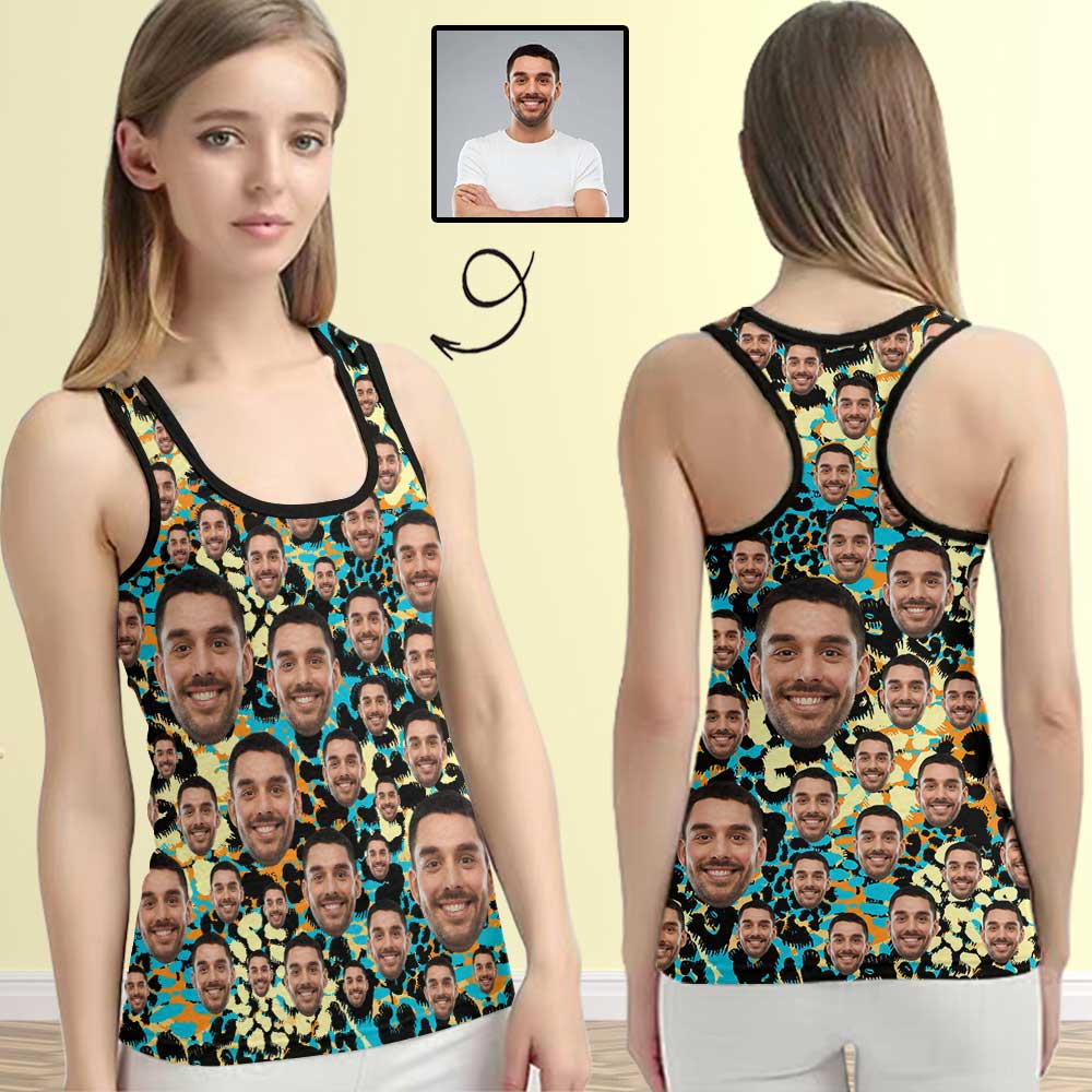 Put Seamless Face on Tank Top Spot Women's Racerback Yoga Tank Tops