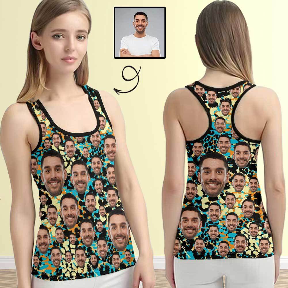 Put Seamless Face on Tank Top Spot Women's Racerback Yoga Tank Tops